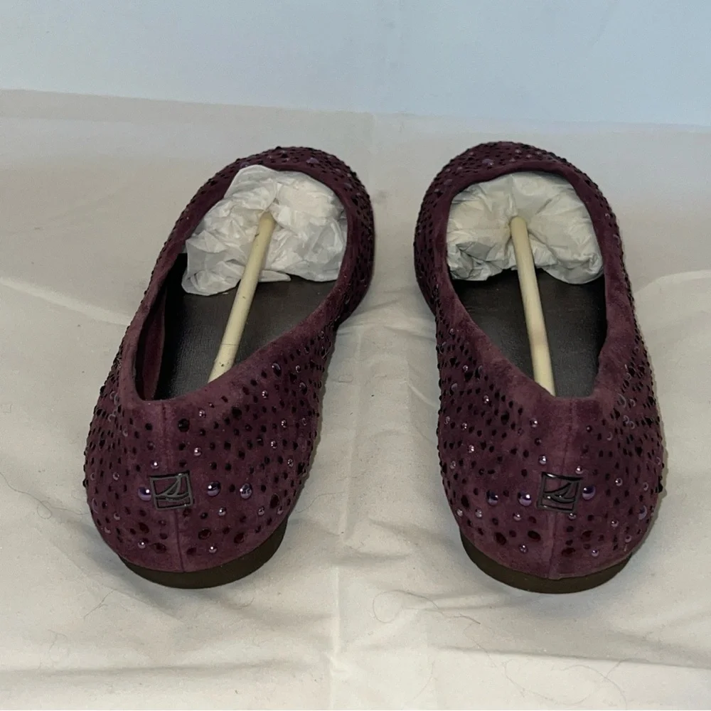 Gently used…Sperry Top Sider EMMA 9M Purple Suede Ballet Flats Shoes SPARKLY! - Picture 3 of 6